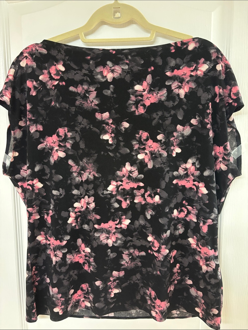 Tahari Black Tank with Pink Floral Motif